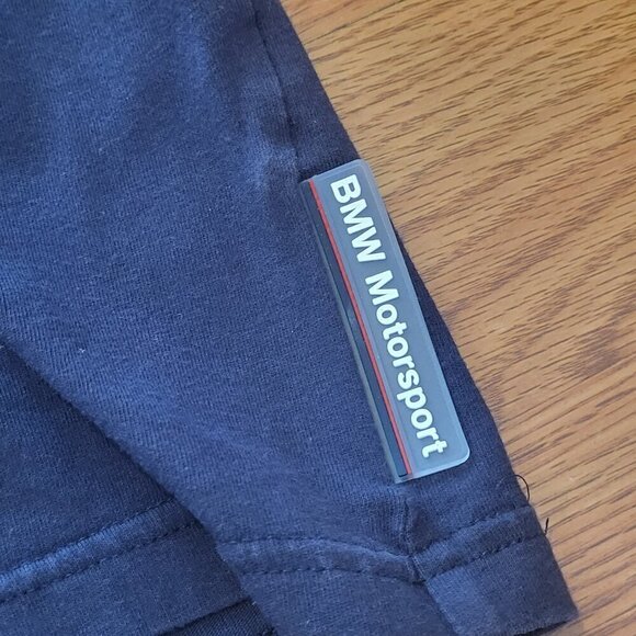 Puma BMW Motorsport T-Shirt Men's Size Large Navy Blue Stripes Crew Neck - Picture 5 of 14